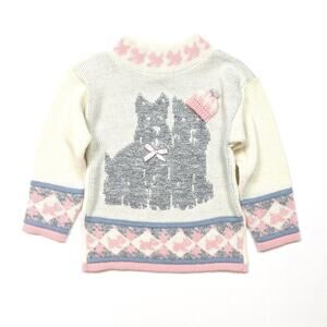 Vintage 90s Irene Charles Sweater Girls Size 5 Gray Scotty Doggy Mock Neck